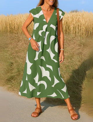Ella Bold Print Maxi Dress in green