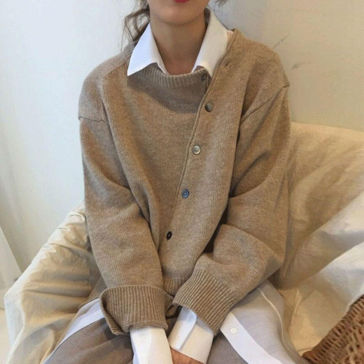 Marguerite | Asymmetric Button Cardigan