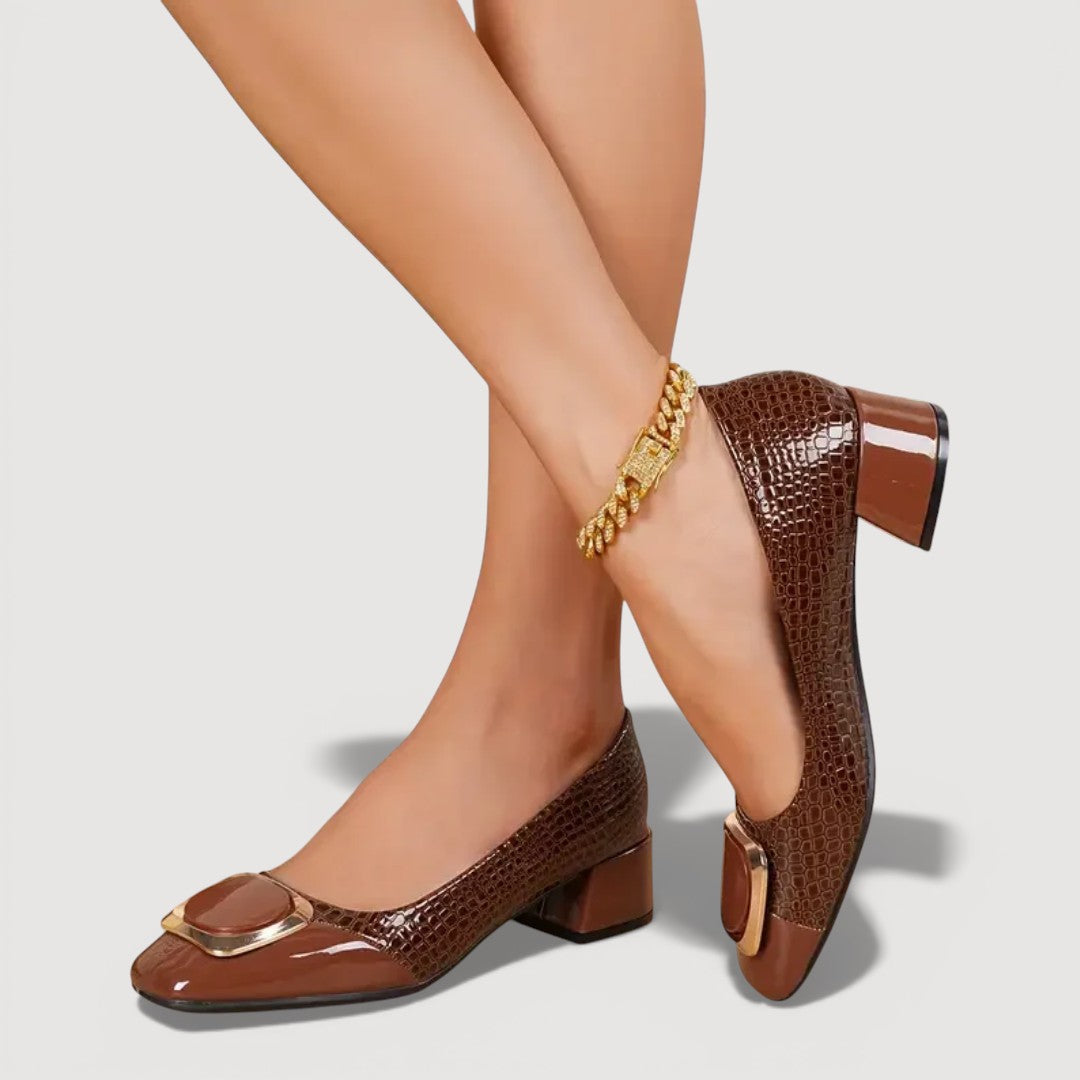 Rosalie | Croco Block Heels