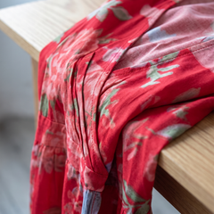Close-up detail of the Lavina Vibrant Boho Midi Dress fabric and print
