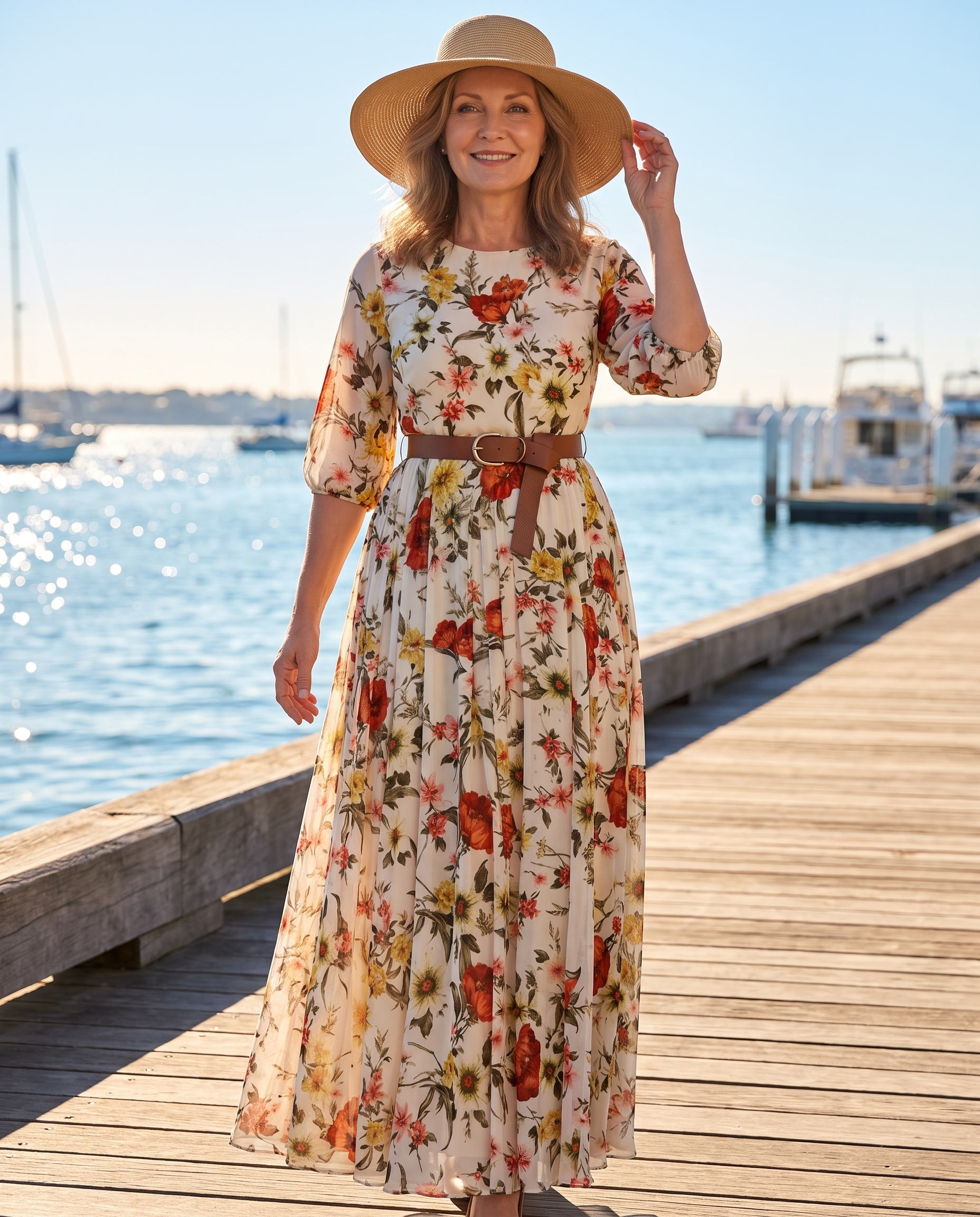 Odelia floral maxi dress - lifestyle waterfront