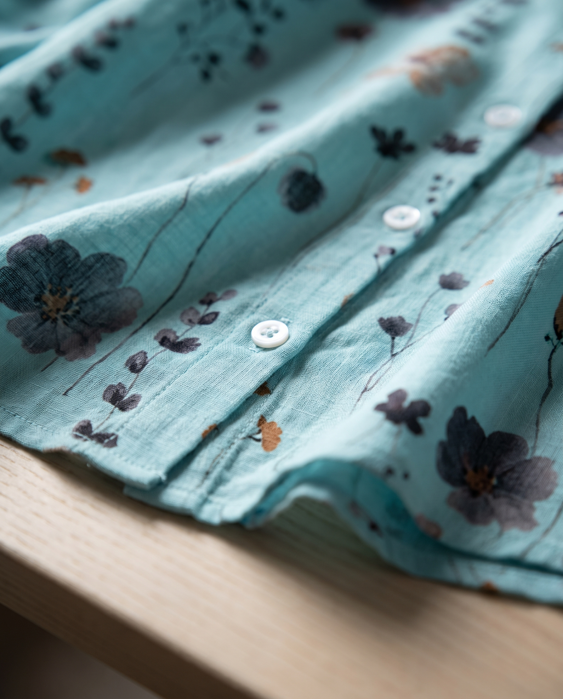Alisa blouse fabric and button detail