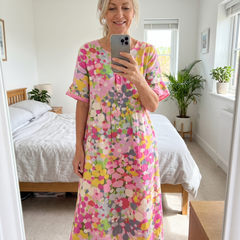 Elena floral midi dress real-life mirror photo
