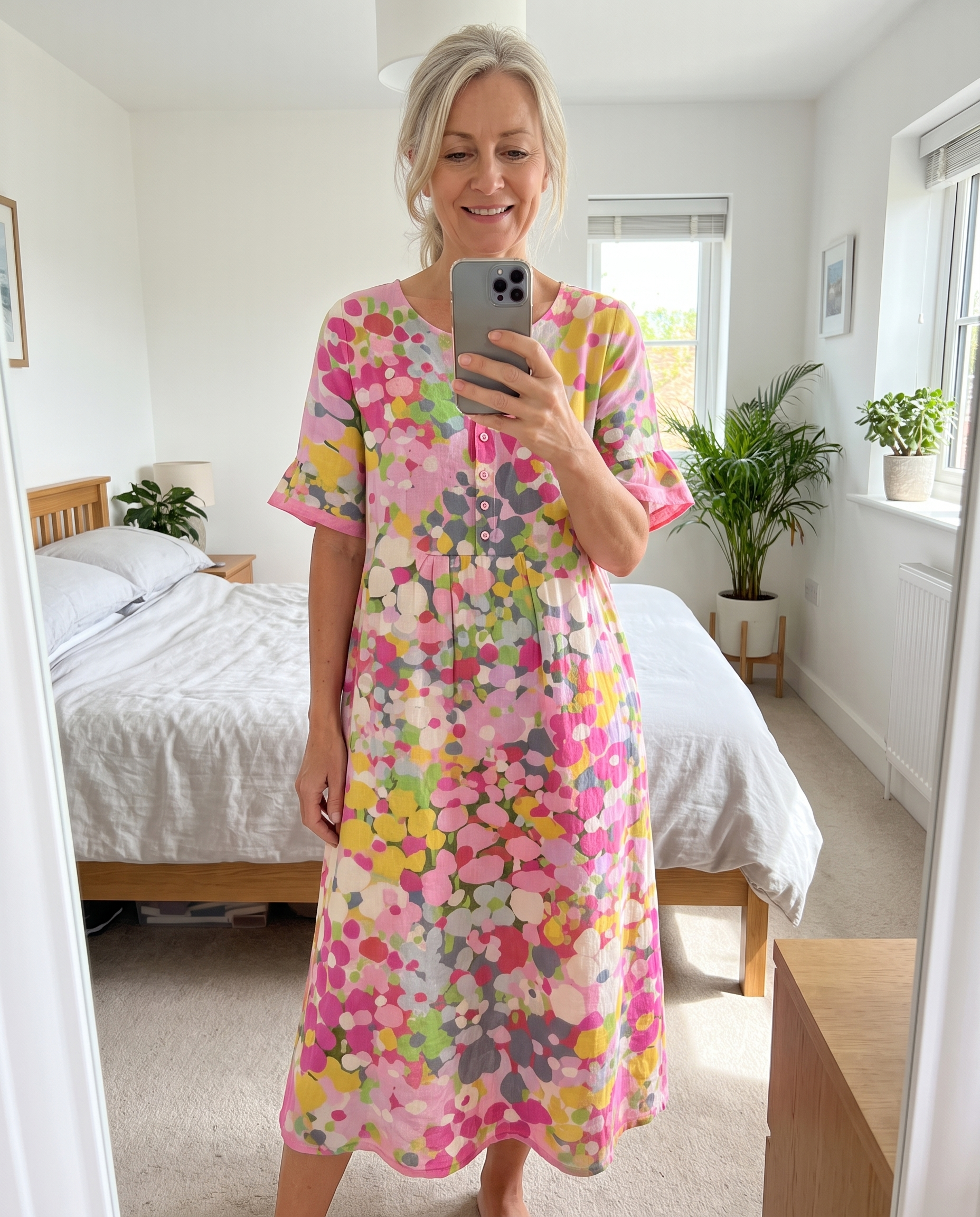 Elena floral midi dress real-life mirror photo