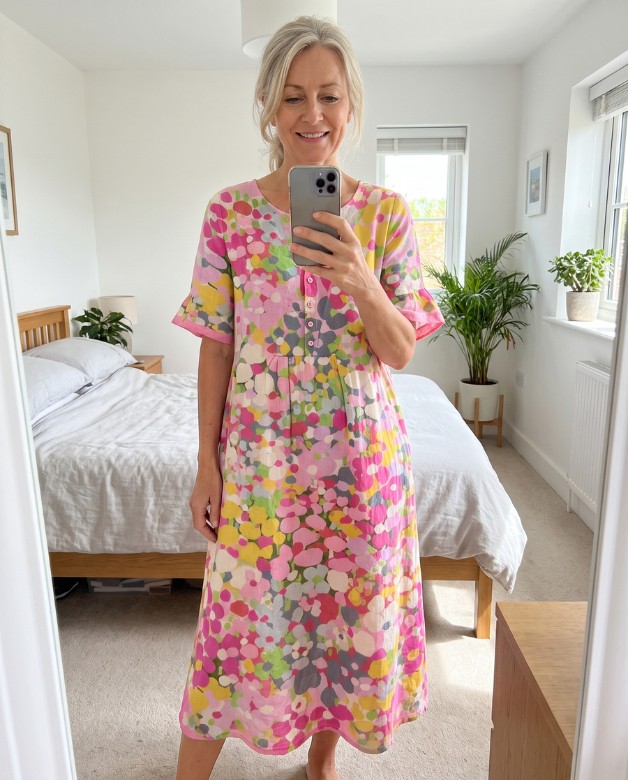 Elena floral midi dress real-life mirror photo