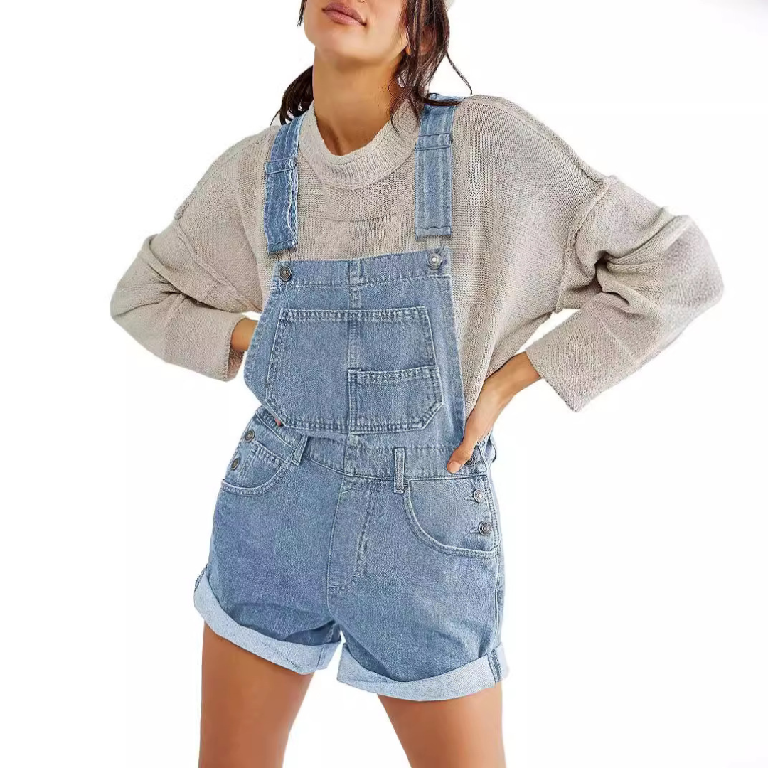 Reine | Adjustable Denim Overall Shorts