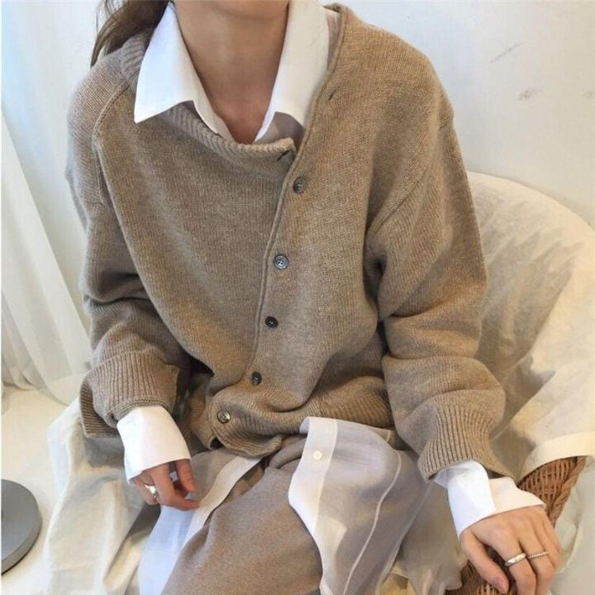 Marguerite | Asymmetric Button Cardigan