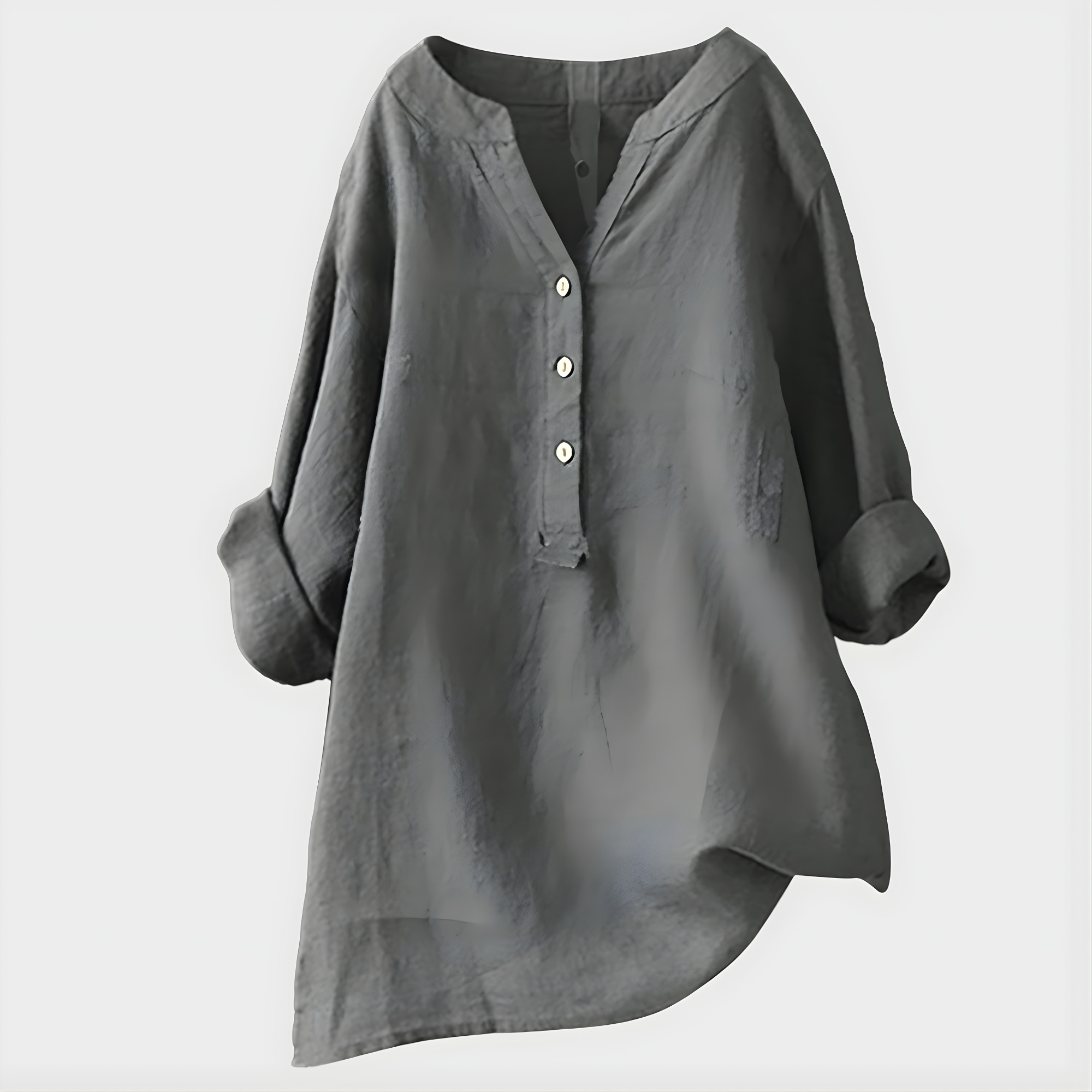 Veronique | Elegant Cotton-Linen V-Neck Blouse