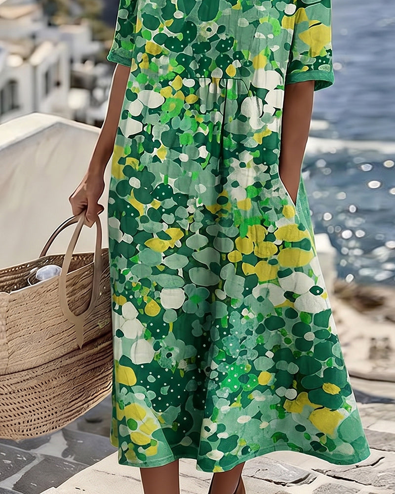Elena floral midi dress, detail view