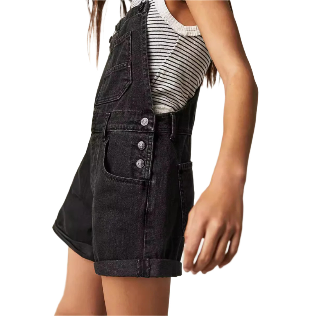 Reine | Adjustable Denim Overall Shorts