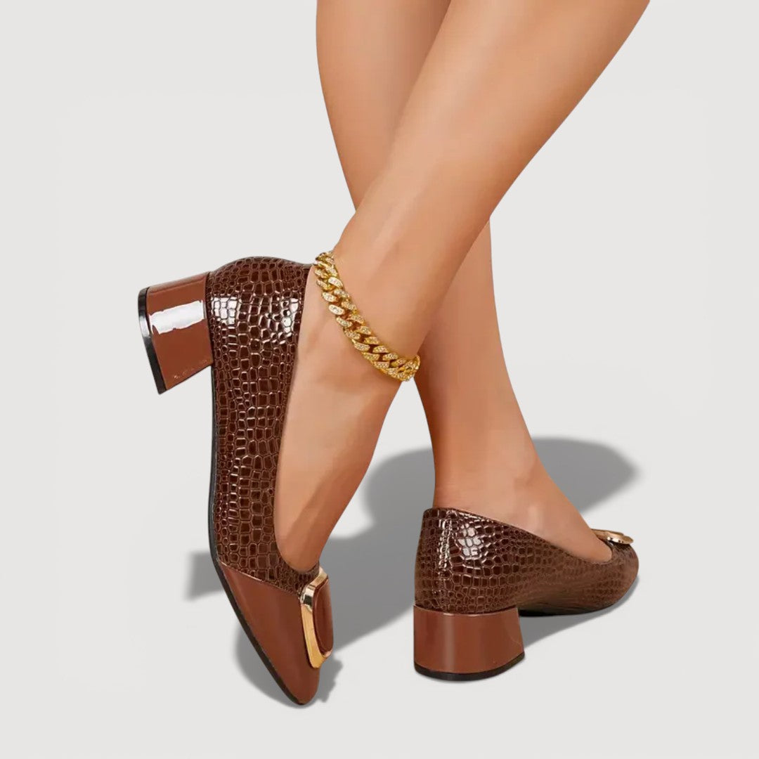 Rosalie | Croco Block Heels