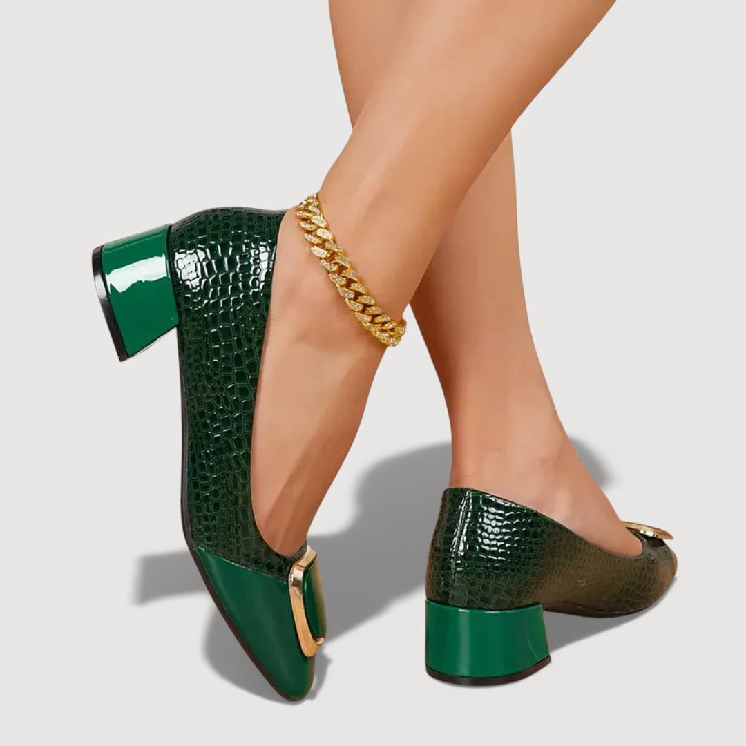 Rosalie | Croco Block Heels