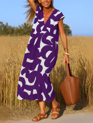 Ella Bold Print Maxi Dress in purple