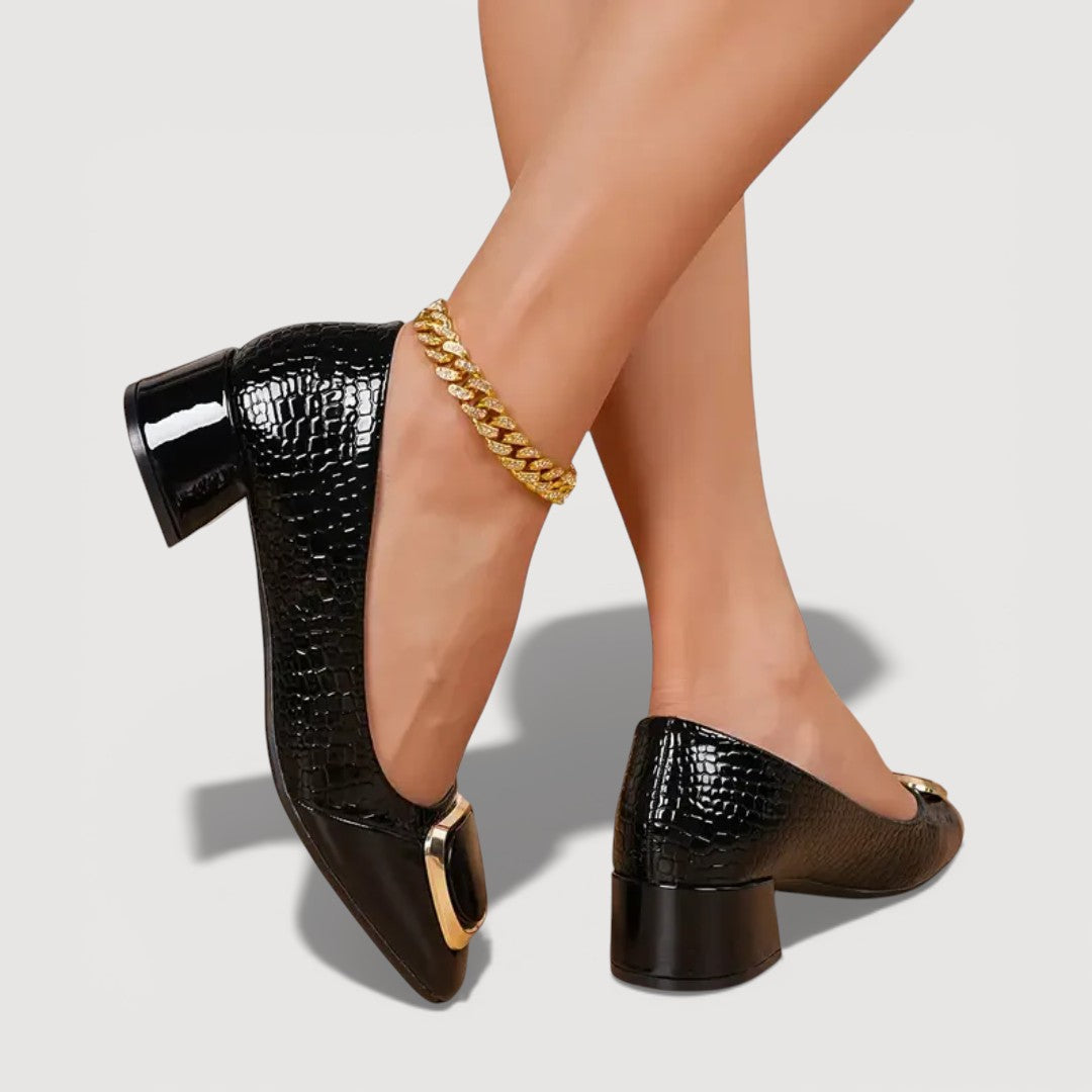 Rosalie | Croco Block Heels