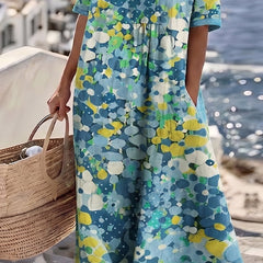 Elena floral midi dress, detail view