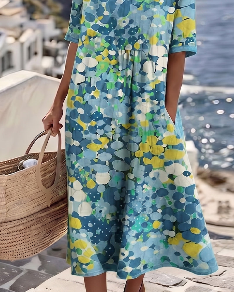 Elena floral midi dress, detail view