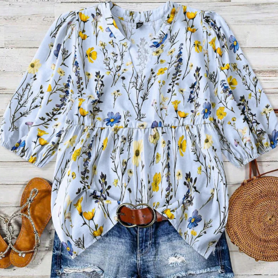 Émilie | Vintage Floral Bishop Sleeve Top