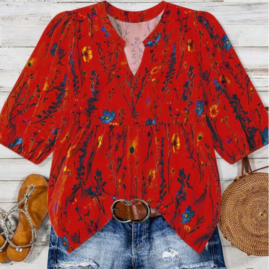 Émilie | Vintage Floral Bishop Sleeve Top