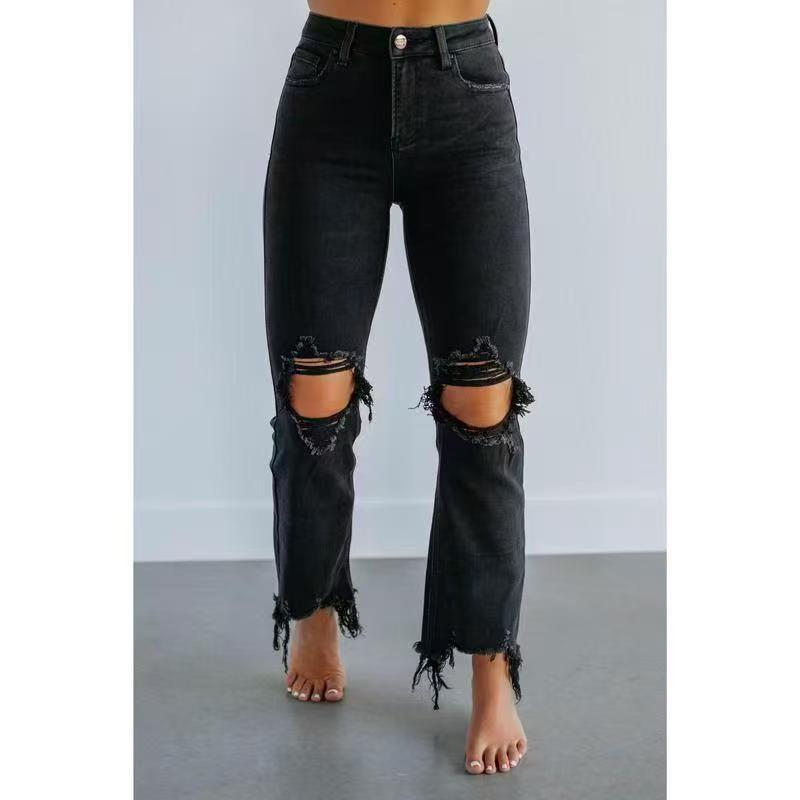 Lucienne | Washed Slim-Fit Ripped Jeans