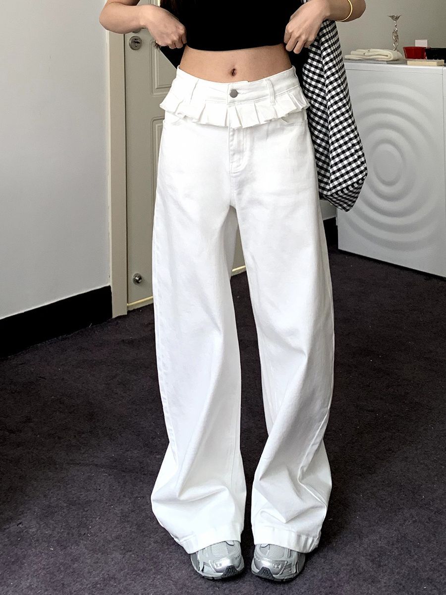 Apolline | Lace-Trimmed Wide-Leg Jeans