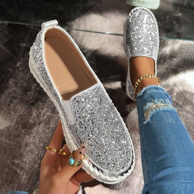 Geneviève | Glitter Slip-On Loafers