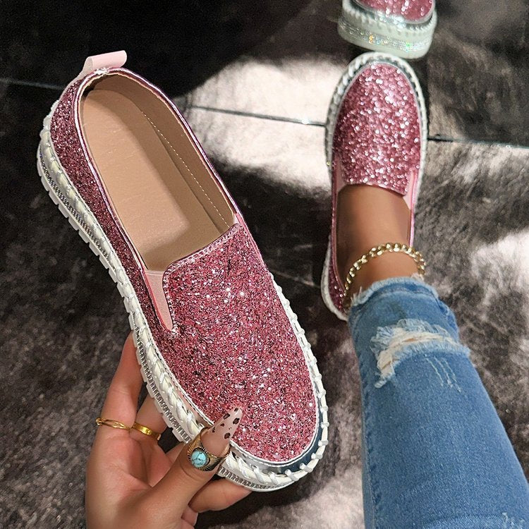 Geneviève | Glitter Slip-On Loafers