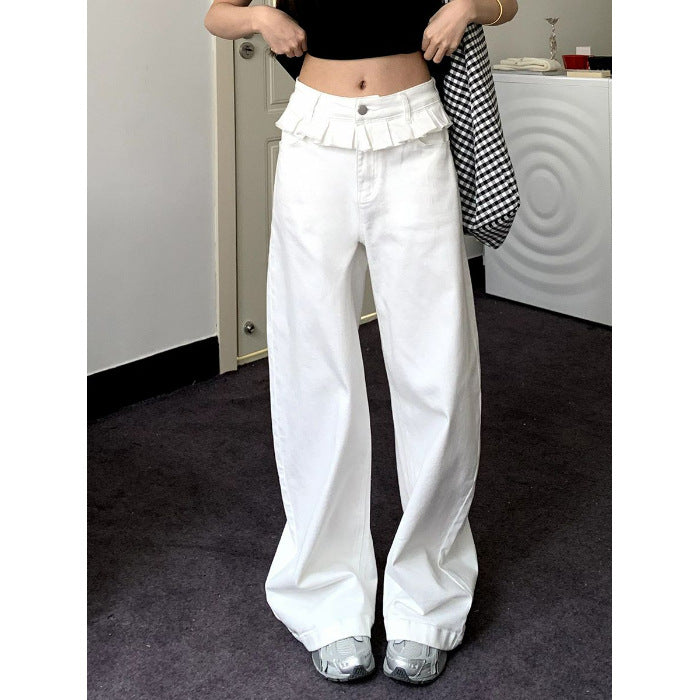 Apolline | Lace-Trimmed Wide-Leg Jeans