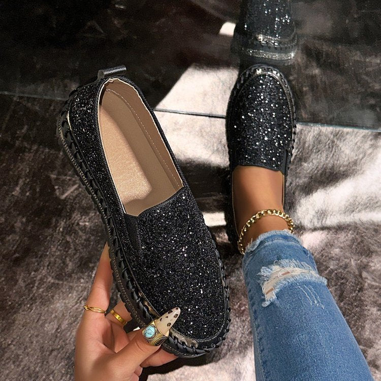 Geneviève | Glitter Slip-On Loafers