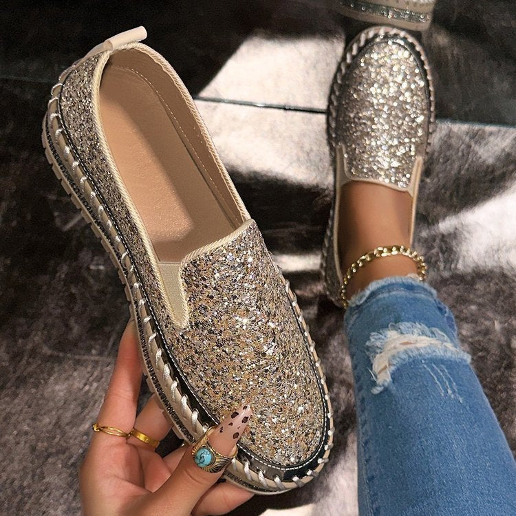 Geneviève | Glitter Slip-On Loafers
