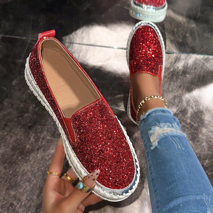 Geneviève | Glitter Slip-On Loafers