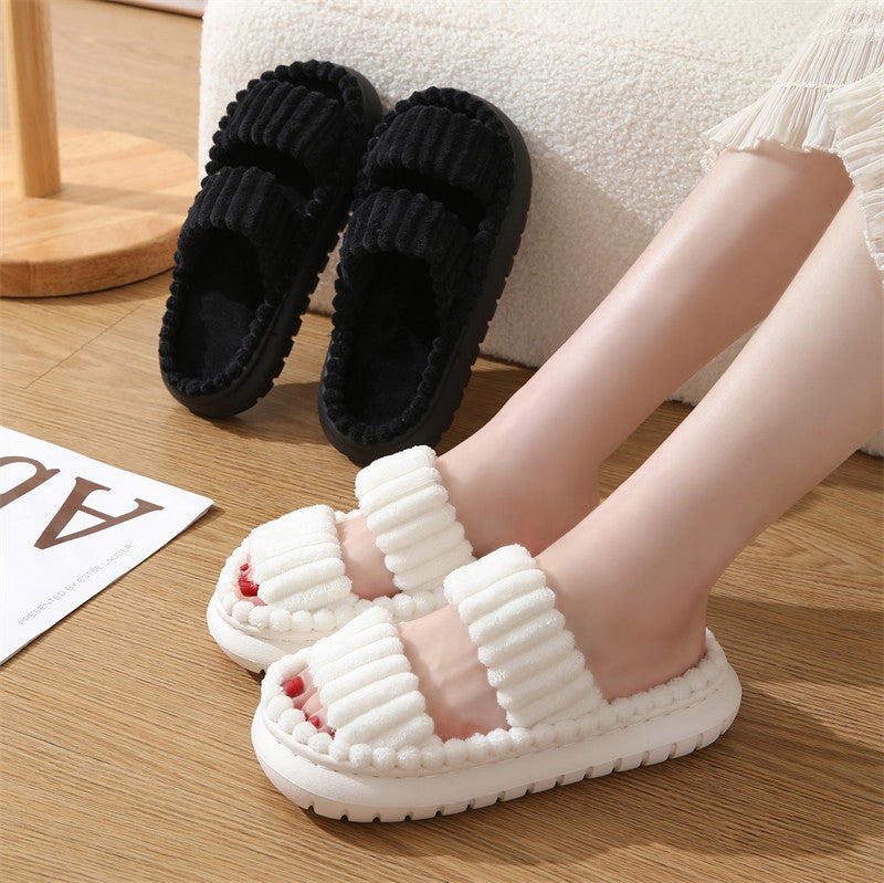 Estelle | Fluffy Open-Toe Home Slippers