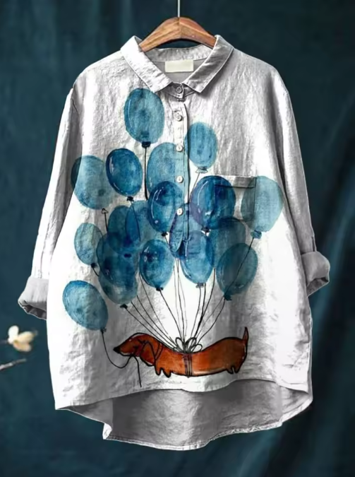 Samantha | Dachshund Balloon Print Women's Casual Blouse