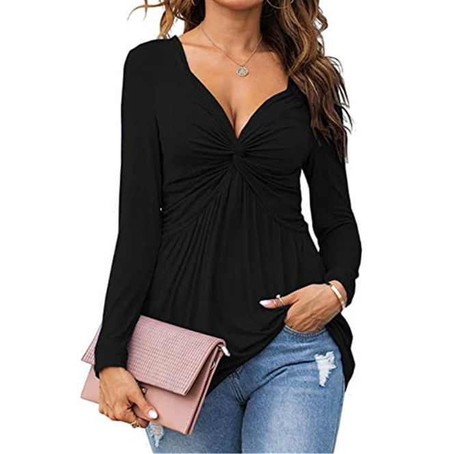 Mireille | V-Neck Front Knotted Blouse