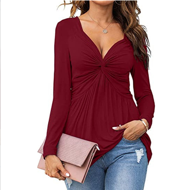 Mireille | V-Neck Front Knotted Blouse
