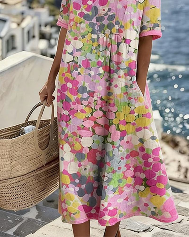 Elena floral midi dress, detail view