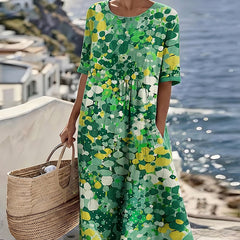 Elena floral midi dress in green