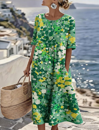 Elena floral midi dress in green