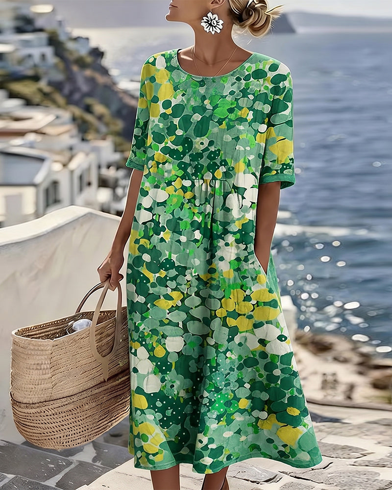 Elena floral midi dress in green
