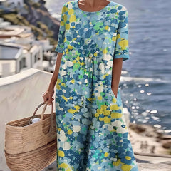 Elena floral midi dress in blue