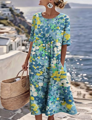 Elena floral midi dress in blue