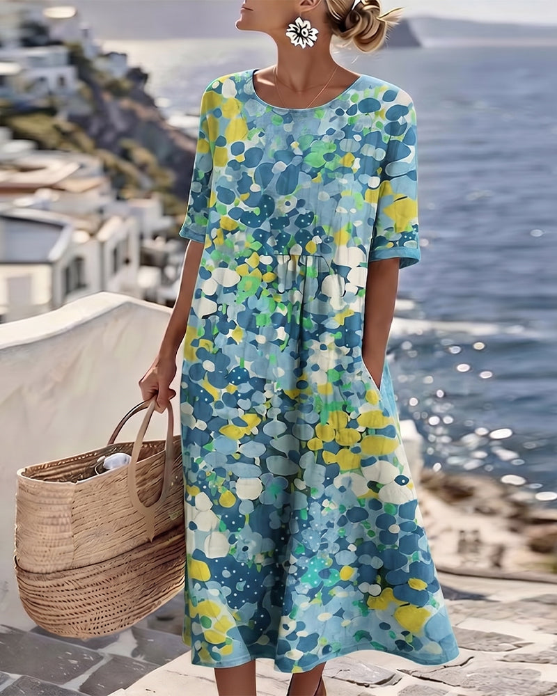 Elena floral midi dress in blue