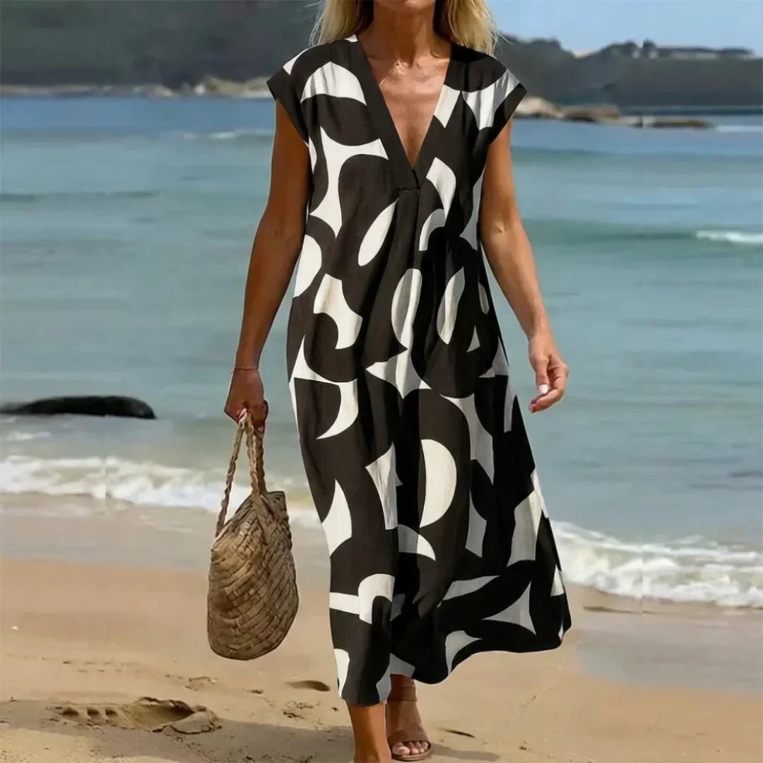 Ella Bold Print Maxi Dress, front view